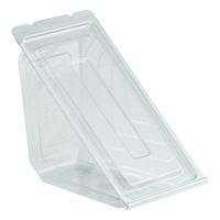 Anchor Packaging 4511019 Deli View Sandwich Wedge Hinged
Container, Clear, Plastic - 6-5/8" x 3-5/9" x 3-1/2"