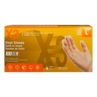 Ammex GPX346100 Disposable Gloves, 3 Mil, Clear, Vinyl -
Large