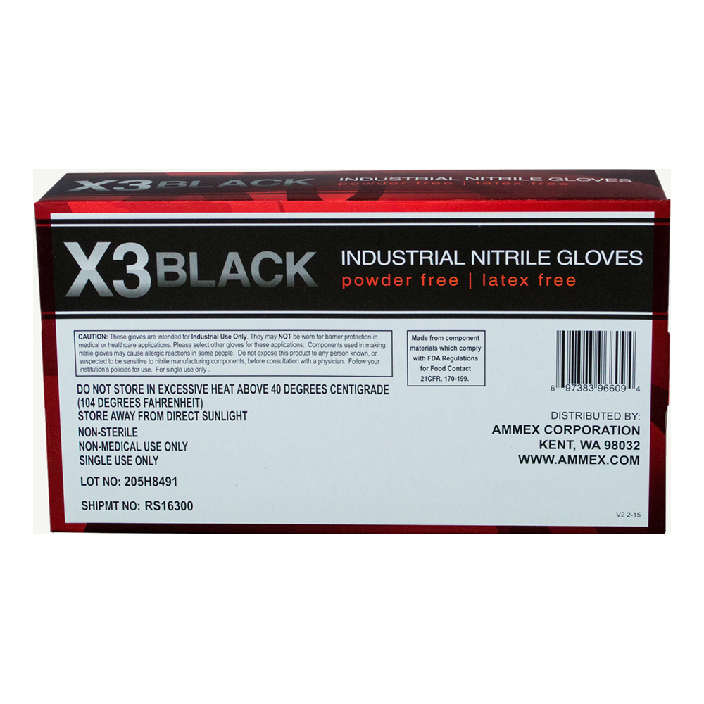 X3 BLACK NITRILE GLOVE LRG(10)