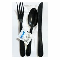 Verde Pack PM-HWPP6BK Disposable Cutlery Kit, K/F/S/N/S&P,
Black, Plastic - 6 pc