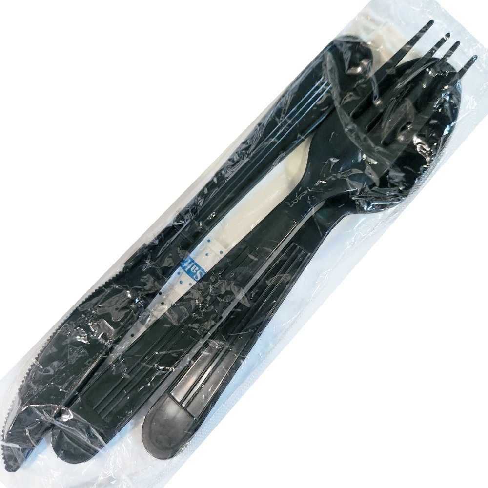 CUTLERY KIT 6PC BLK PP