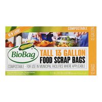 BioBag 13G2229 Compost Liner, 0.68 Mil, Green - 13 gal; 22"
x 29"