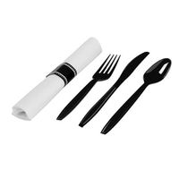 Cutlery Kit, Rolled, FKSN W/Black Band - 100 pk