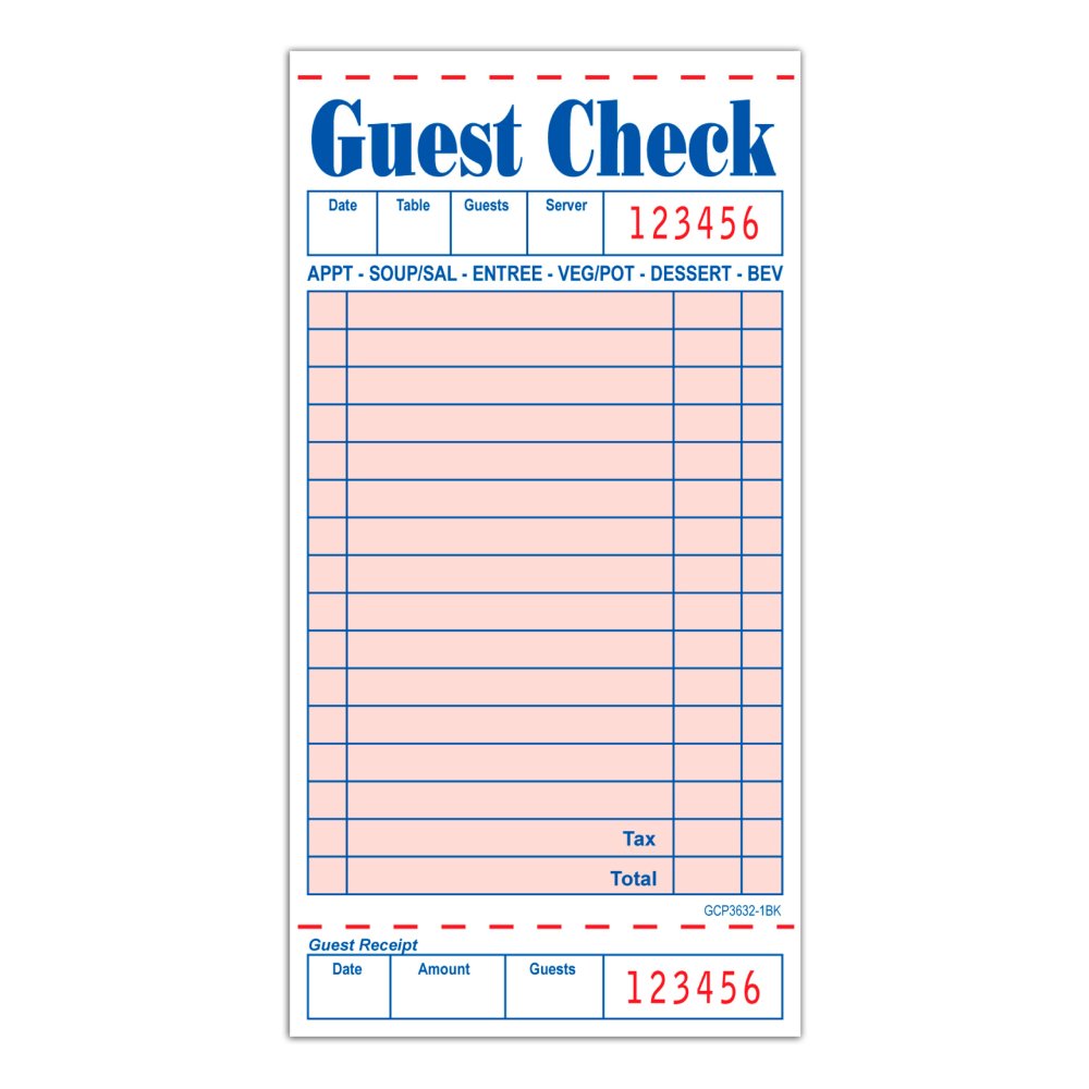 GUEST CHECKS 3.5X6.8 1-PT