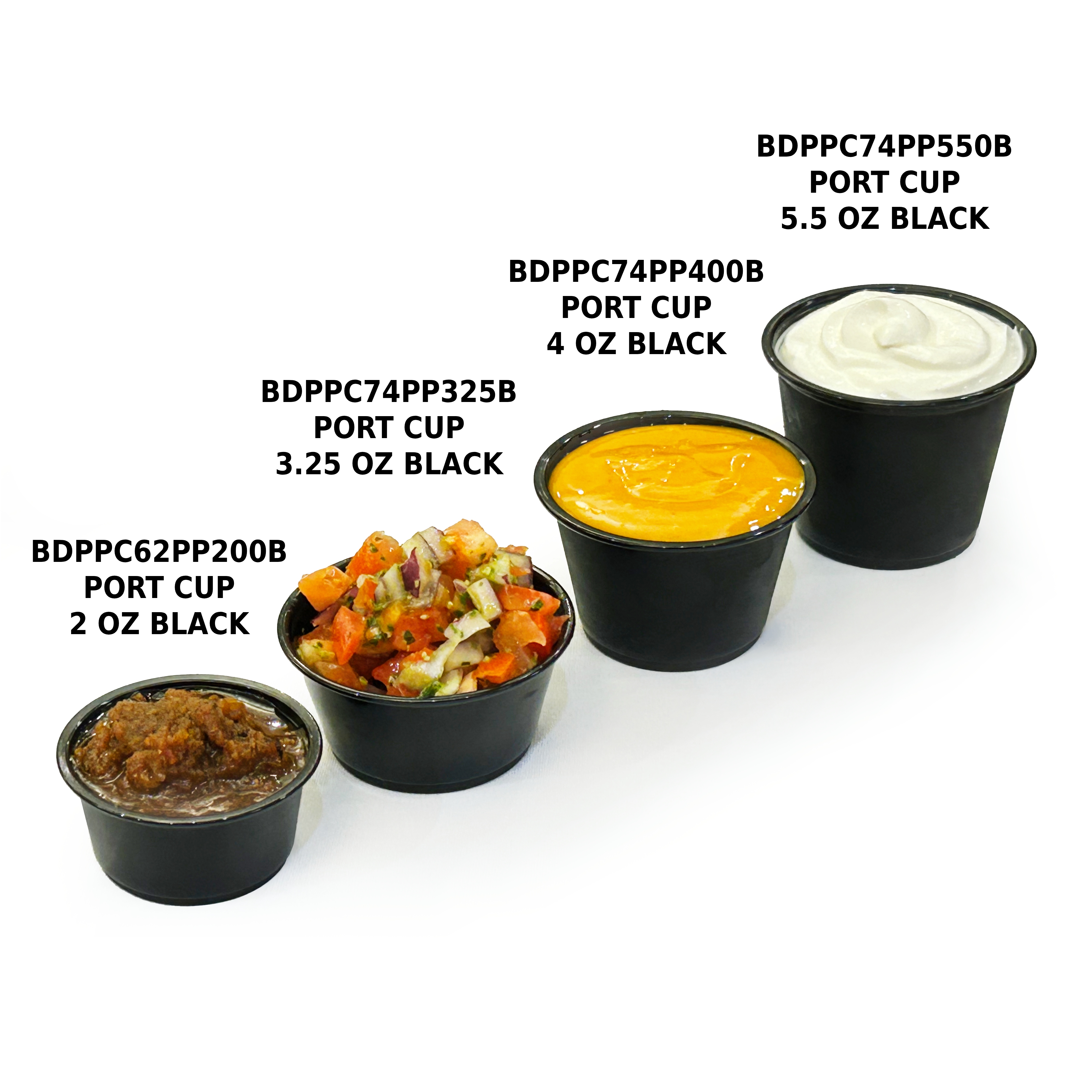 PORT CUP 2 OZ BLK PP