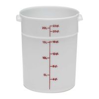 Cambro RFS22148 Poly Round Food Storage Container, White,
Plastic - 15" x 14-7/8" - 22 qt