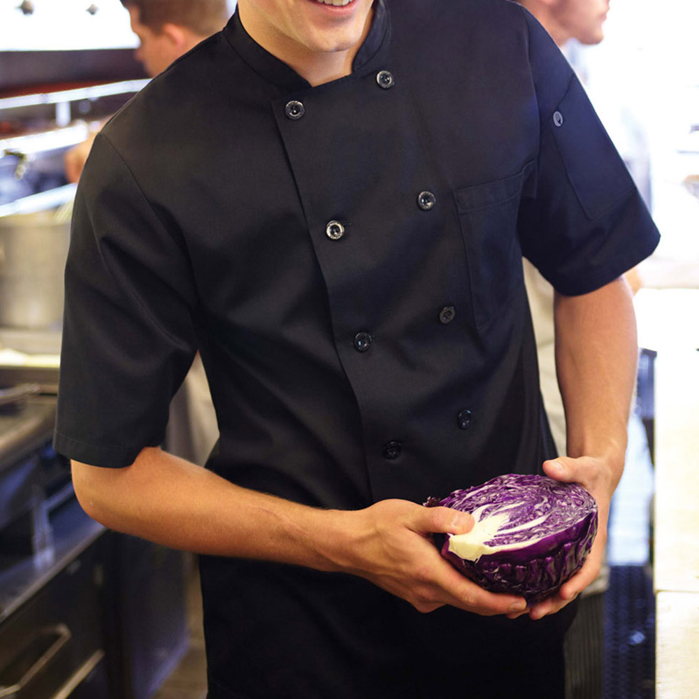 CHAMBERY CHEF COAT LRG BLK(30)