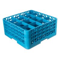 Carlisle RG163 OptiClean Glass Rack, Blue, Plastic, 16
Compartment (w/3 Extenders) - 19-8/9" x 19-8/9" x 8-1/2"