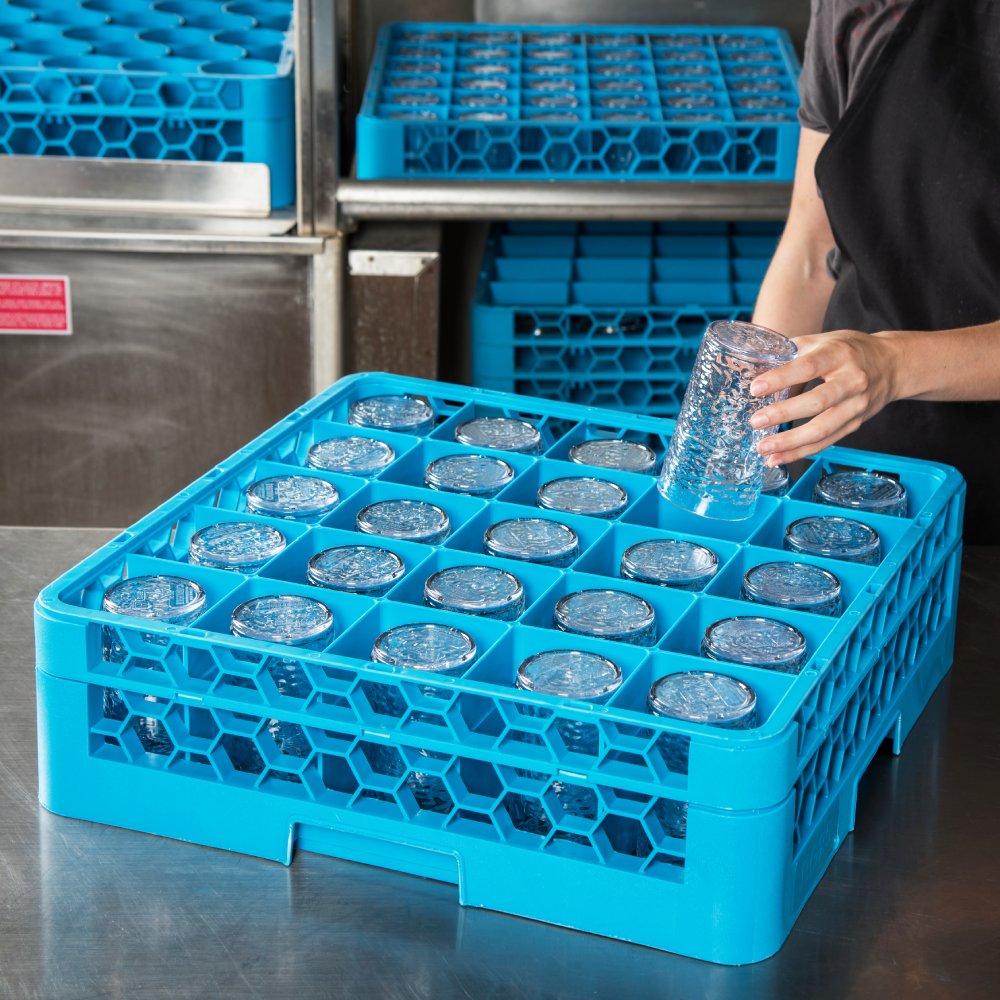 Carlisle RG25-114 OptiClean Glass Rack, Blue, Plastic, 25 Compartment ...