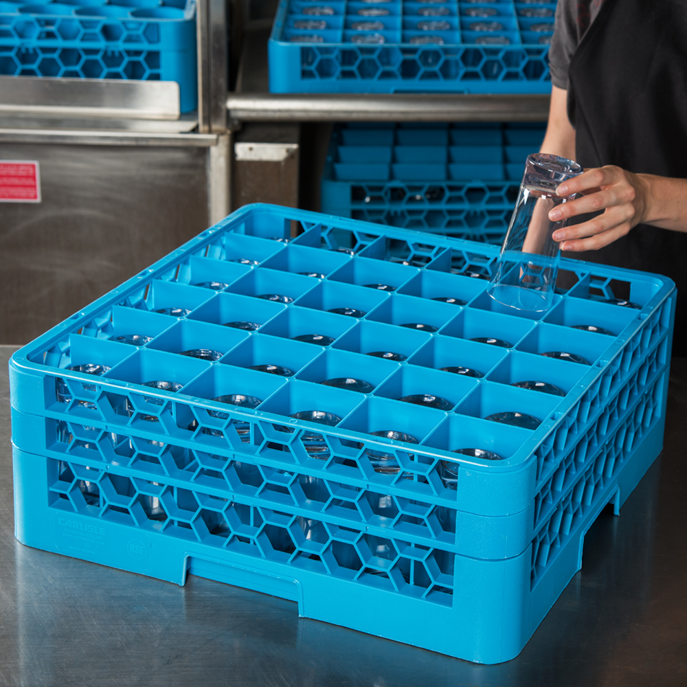 Carlisle RG36-214 OptiClean Glass Rack, Blue, Plastic, 36 Compartment ...