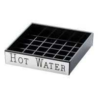Cal-Mil 632-3 Engraved Drip Tray, "Hot Water", Black/Silver,
Plastic - 4" x 4"