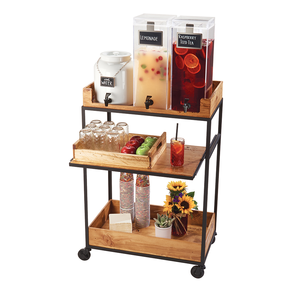 BEVERAGE CART MADERA 3-SHELVES