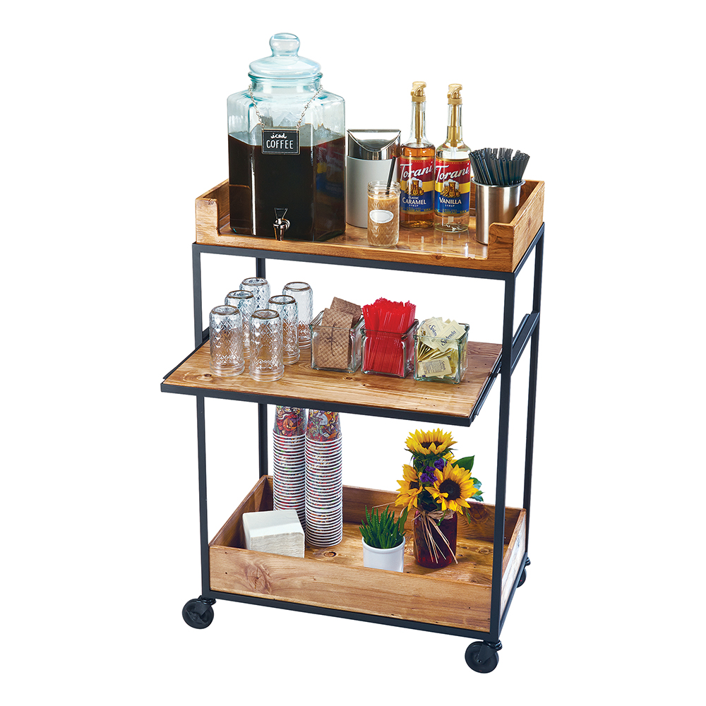 BEVERAGE CART MADERA 3-SHELVES