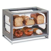 Cal-Mil 3820-83 Ashwood Bread Display Case, 2-Tier,
4-Section, Ash Gray, Wood/Plastic/Metal - 20" x 13-1/2" x
15"