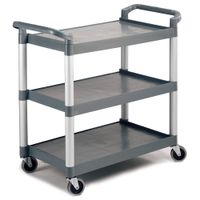 Crestware RTROLLEY Cart Bus, 3-Tier, Gray, Plastic - 265 lb;
16-1/8" x 24-1/2" x 36"