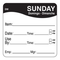 Daymark IT110053-7-SUN Dissolving Labels, Sunday, Black - 2"
x 2"