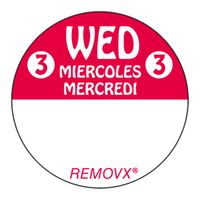 Avery Dennison 814231 Multilingual Circular Color Coded Day
of the Week Labels, Red, Wednesday - 1"