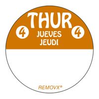 Avery Dennison 814241 Multilingual Circular Color Coded Day
of the Week Labels, Brown, Thursday - 1"