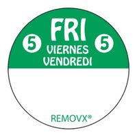 Avery Dennison 814251 Multilingual Circular Color Coded Day
of the Week Labels, Green, Friday - 1"