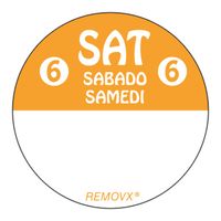 Avery Dennison 814261 Multilingual Circular Color Coded Day
of the Week Labels, Orange, Saturday - 1"