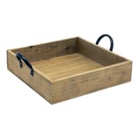 Front of the House SPT059NAW21 Rustic Wood Serving Tray Box,
Rectangular, Wood - 9-3/4" x 9-3/4" x 2-1/4"