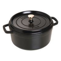 J.A. Henckels 102625 Round Cocotte W/Cover, Black Matte,
Enameled Cast Iron - 5-1/2 qt