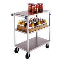 Lakeside 411 Utility Cart 3-Shelf, Stainless Steel - 27-5/8"
x 16-3/4" x 32"