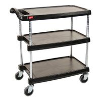 Metro MY1627-34BL myCart 3-Shelf Utility Cart, Black,
Plastic - 31-1/2" x 18-5/16" x 35-1/2"