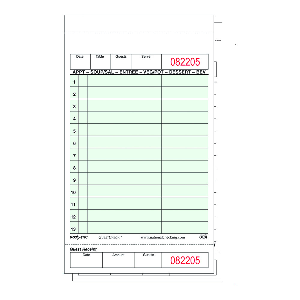 GUEST CHECKS 2 PT GRN (2M)