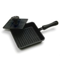 Norpro 653 Mini Panini Pan W/Press, Pre-Seasoned Cast Iron -
 6" x 6" x 1"