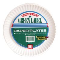 Nature's Own Green Label 10100055 Paper Plate, White - 9"