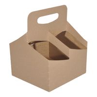 Southern Champion Tray 2797 4-Cup Drink Carrier w/ Handle,
Beige, Paperboard - 6-1/2" x 6-1/4" x 9"