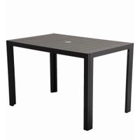 8773737-01 Durango Table W/Umbrella Hole, Square, Faux Wood
Slat Table Top, Aluminum Frame - 37" x 37" x 29"