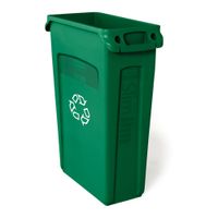 Rubbermaid FG354007GRN Slim Jim Recycling Container, Green,
Plastic (w/ Vents) - 23 gal