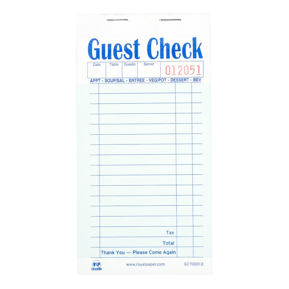 GUEST CHECKS 3.5X6.8 2-PT