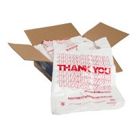 "Thank You" T-Sack Bag, 12 Mic, White, Plastic - 11-1/2" x
6-1/2" x 21"