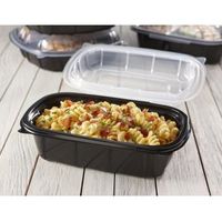 Sabert H73090310F264 Hot Collection Hinged Container,
Black/Clear, PP - 6" x 9"; 31 oz