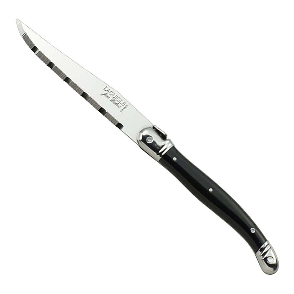 Laguiole 5392S057 9 Laguiole Black Serrated Steak Knife w/ Curved Plastic  Handle, Stainless