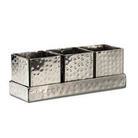 Steelite 7340MW005 Creations Metal Sugar Sachet Holders
W/Tray, Hammered Stainless Steel - 5-1/8" x 1-3/4"