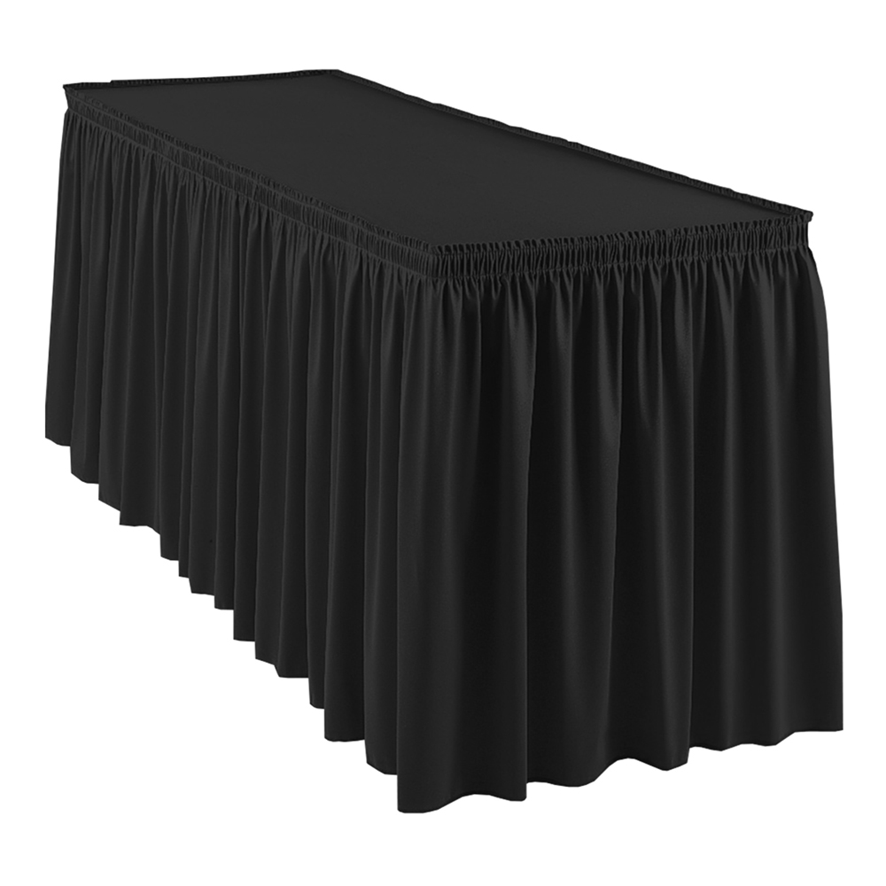 TABLE SKIRT SHIRRED BLK 13X29