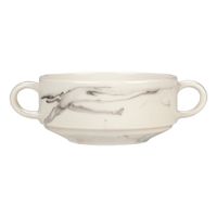 Syracuse China 999533 011 Smoke Cream Soup Bowl w/ Handles,
Porcelain - 5"