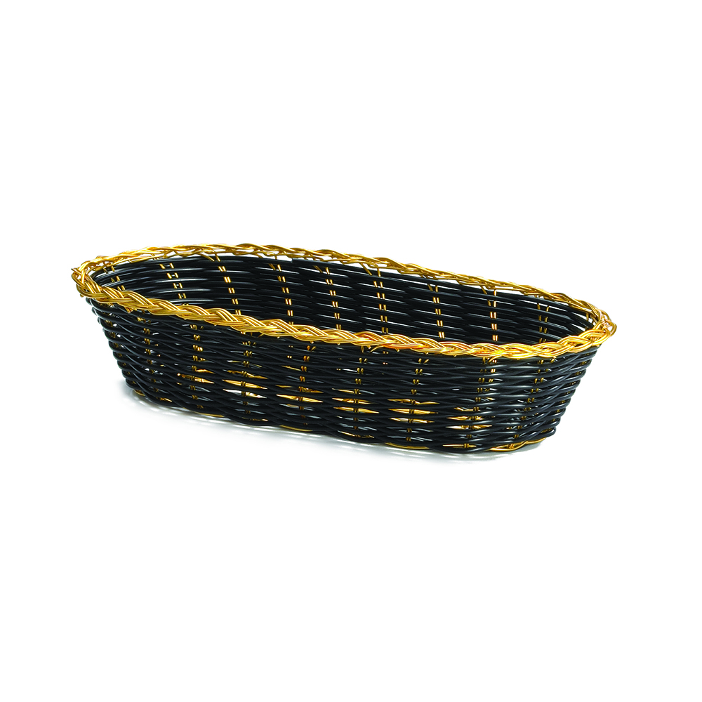 BASKET 9X4X2 OBLONG BLACK/GOLD