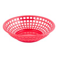 TableCraft 1075R Round Serving Basket, Red, Plastic - 8" x
8" x 2-3/8"