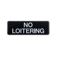 TableCraft 394560 Cash & Carry Sign, "No Loitering", White
On Black - 3" x 9"