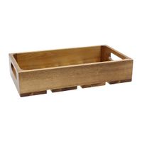 TableCraft CRATE13 Gastro Serving/Display Crate, Fits 1/3 GN
Pan, With Cut-Out Handles, Acacia Wood, Brown - 12-3/4" x 7"
x 2-3/4"