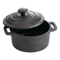 TableCraft CW30110 Mini Round Casserole Dish W/Lid, Black,
Cast Iron - 8 oz