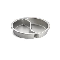 TableCraft CW40297 Chafer Pan, Round, Divided,
2-Compartments, Stainless Steel - 4 qt