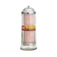 TableCraft H714CH Straw Dispenser, Glass, Chrome Plated Top,
Includes 72 Straws Per Dispenser - 4-1/4" x 4-1/4" x 11"