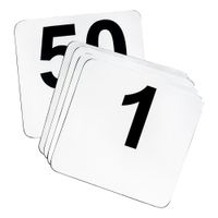 TableCraft TN100 Number Card Sign Set, 1-100, White/Black,
Plastic - 4"