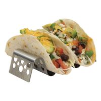 TableCraft TRSP23 Taco Taxi Server, Circle Pattern, Holds
2-3 Tacos, Stainless Steel - 5-5/8" x 2-1/4" x 1-1/2"